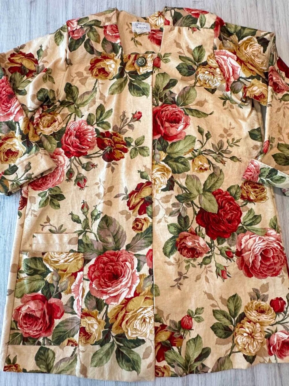 Vintage My Secret Shelf Floral Rose Jacket Womens Medium 100% Cotton USA